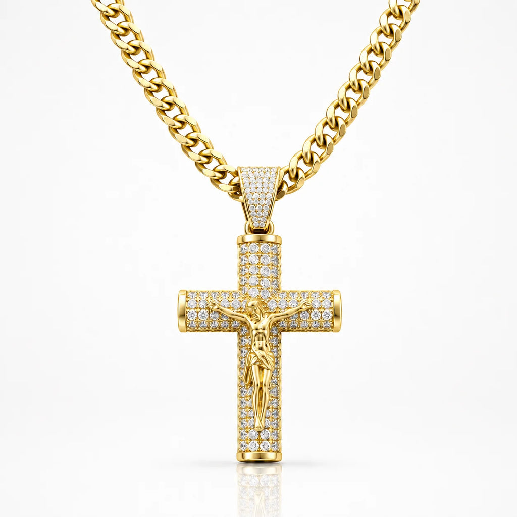 14K Cadena Crucifijo de Oro